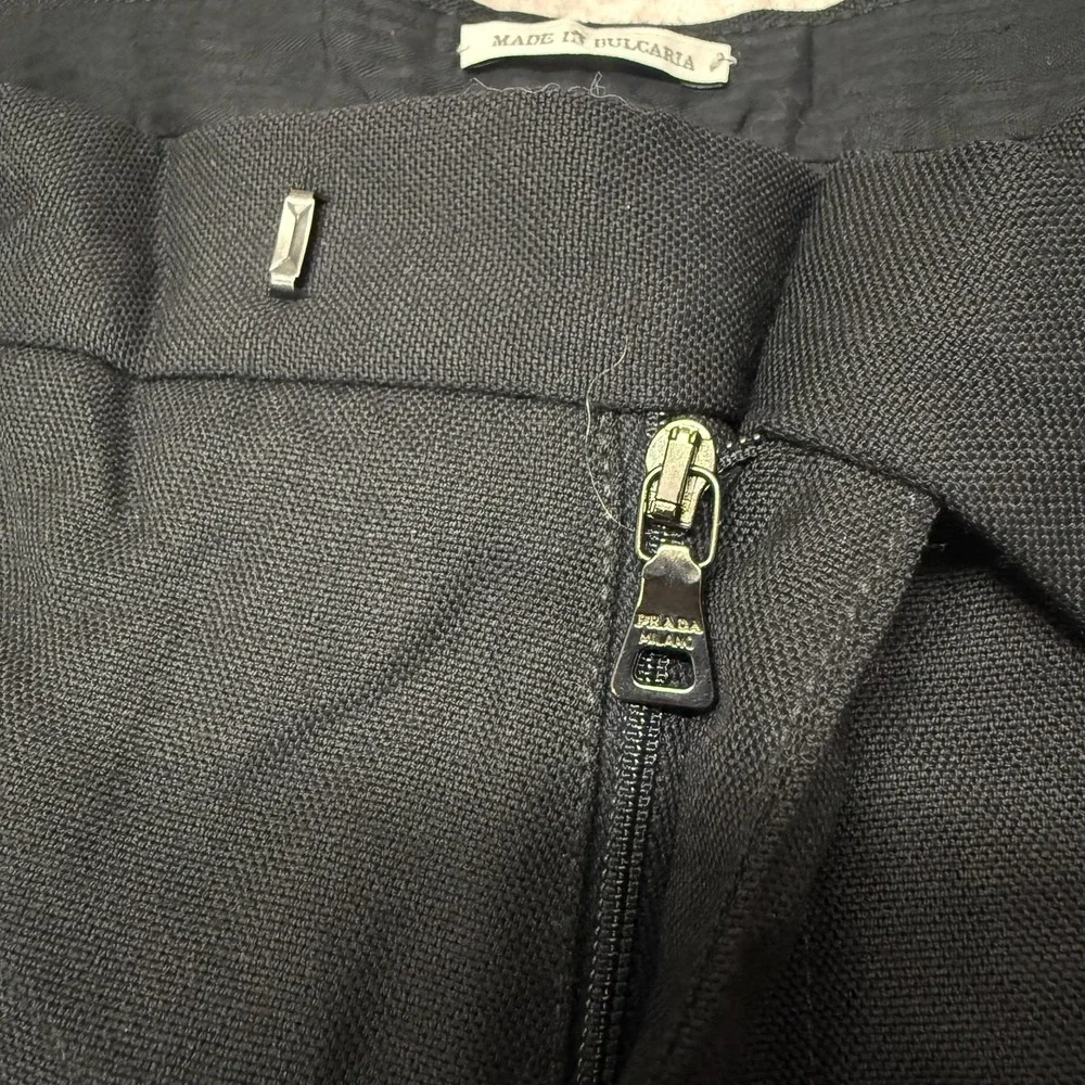 Prada Dress Pants Mens 38x32 Black Virgin Wool Flat Front Lined Formal Luxury